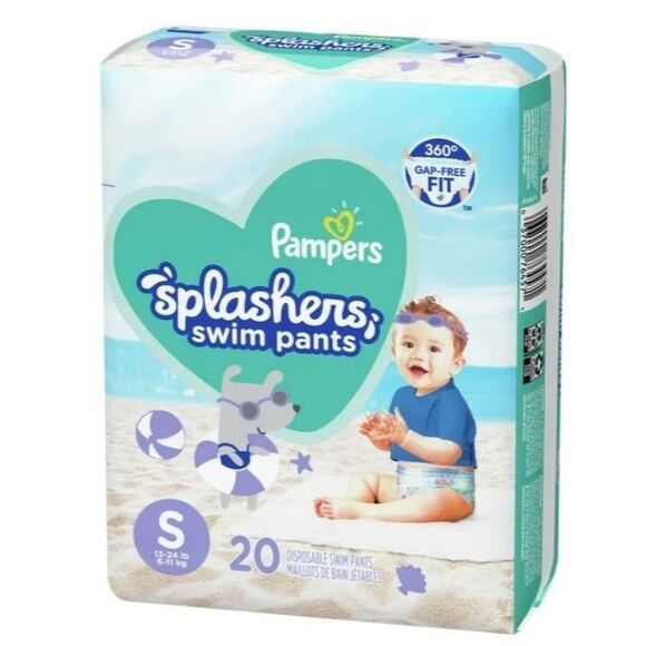 NEW Pampers Size Sm (13-24 lb) Splashers Disposable Swim Pants (20 Count) Cruise - Picture 1 of 10
